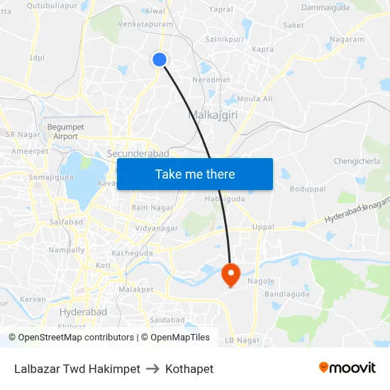 Lalbazar Twd Hakimpet to Kothapet map