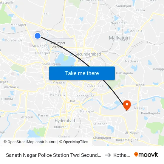 Sanath Nagar Police Station Twd Secunderabad to Kothapet map