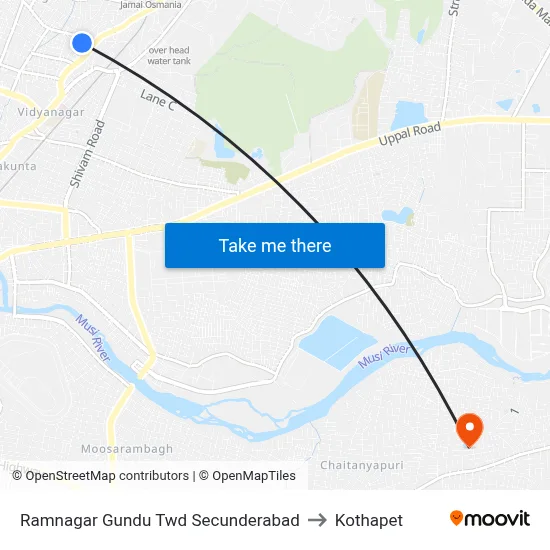 Ramnagar Gundu Twd Secunderabad to Kothapet map