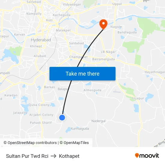 Sultan Pur Twd Rci to Kothapet map