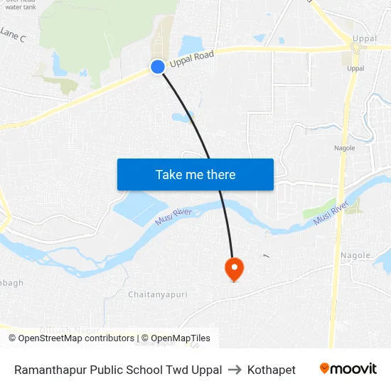 Ramanthapur  Public School Twd Uppal to Kothapet map
