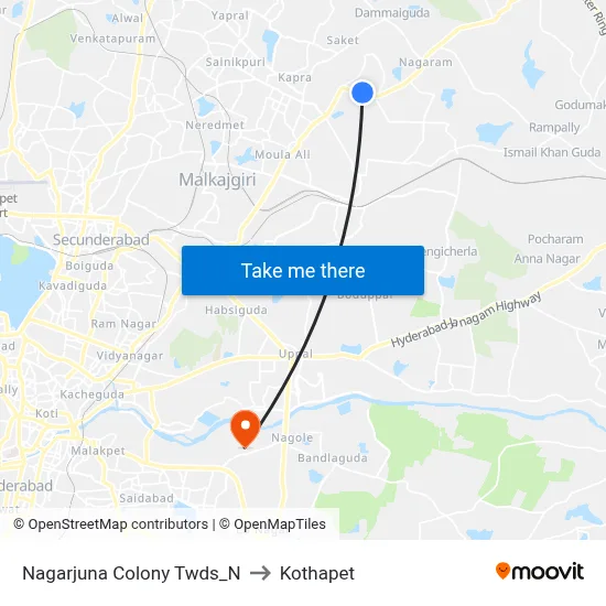 Nagarjuna Colony Twds_N to Kothapet map