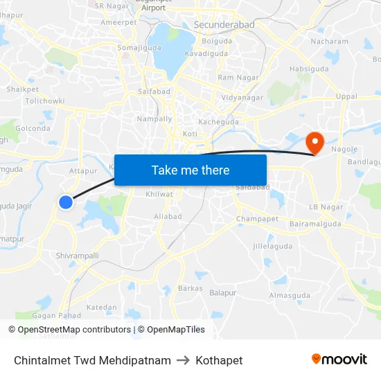 Chintalmet Twd Mehdipatnam to Kothapet map