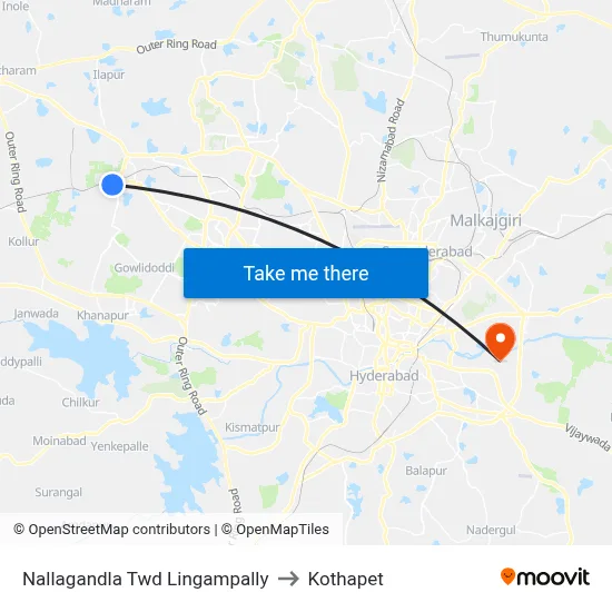 Nallagandla Twd Lingampally to Kothapet map