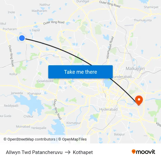 Allwyn Twd Patancheruvu to Kothapet map