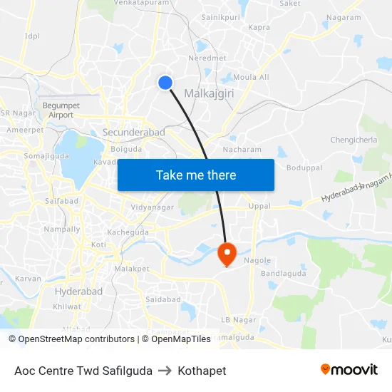 Aoc Centre Twd Safilguda to Kothapet map