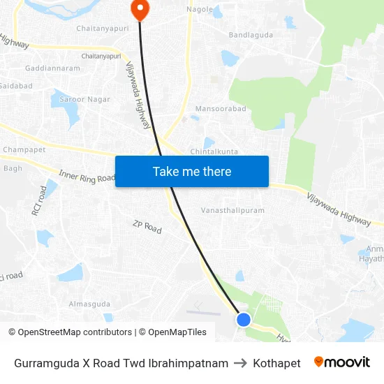 Gurramguda X Road Twd Ibrahimpatnam to Kothapet map