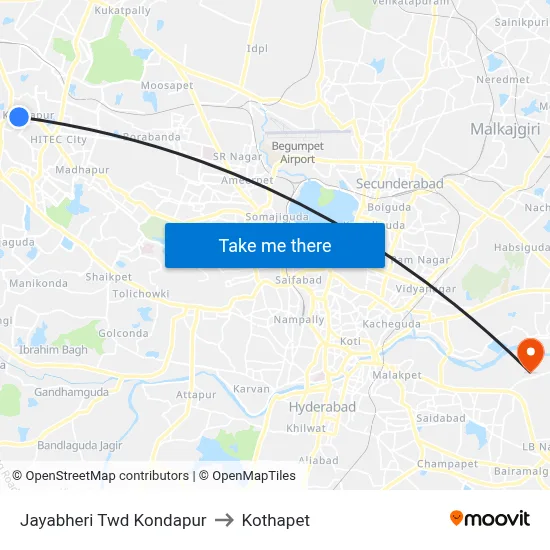 Jayabheri Twd Kondapur to Kothapet map