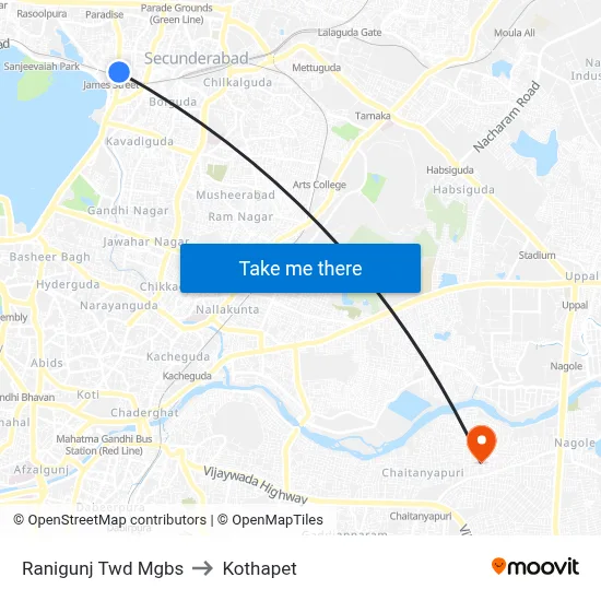 Ranigunj Twd Mgbs to Kothapet map