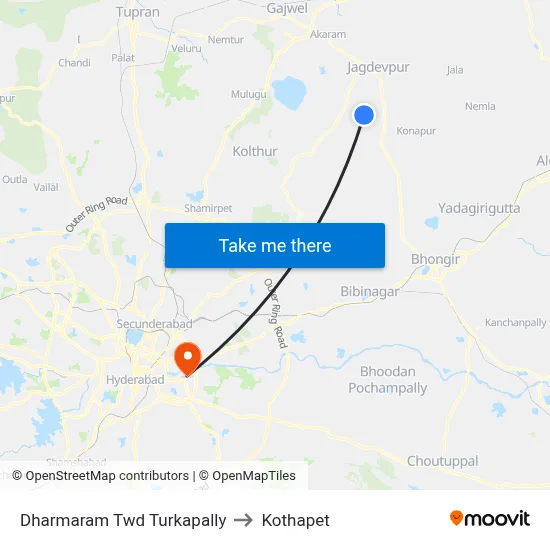 Dharmaram Twd Turkapally to Kothapet map
