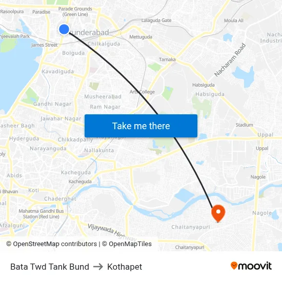 Bata Twd Tank Bund to Kothapet map