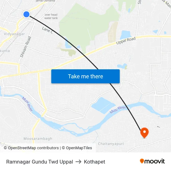Ramnagar Gundu Twd Uppal to Kothapet map