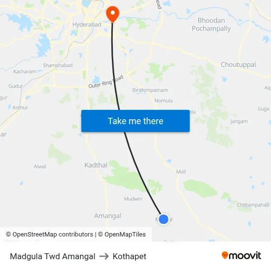 Madgula Twd Amangal to Kothapet map