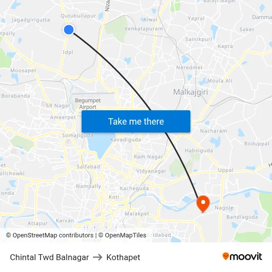 Chintal Twd Balnagar to Kothapet map