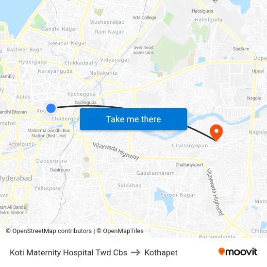 Koti Maternity Hospital Twd Cbs to Kothapet map