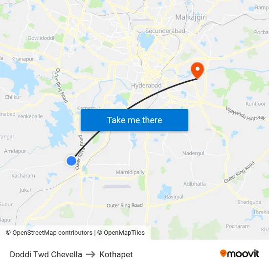 Doddi Twd Chevella to Kothapet map