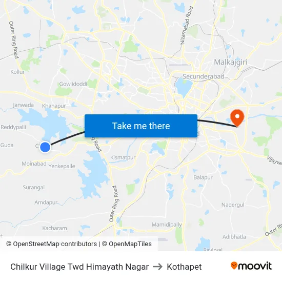 Chilkur Village Twd Himayath Nagar to Kothapet map