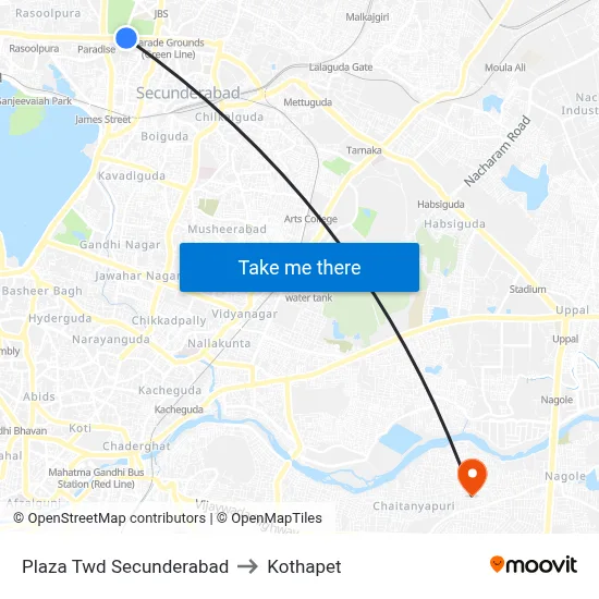 Plaza Twd Secunderabad to Kothapet map