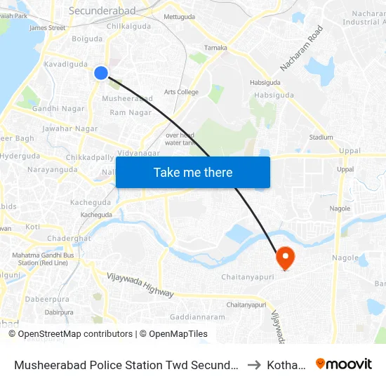 Musheerabad Police Station Twd Secunderabad to Kothapet map