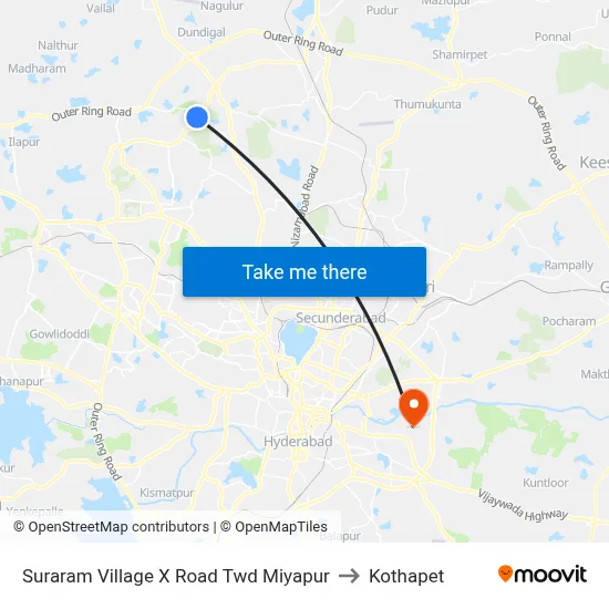 Suraram Village X Road Twd Miyapur to Kothapet map