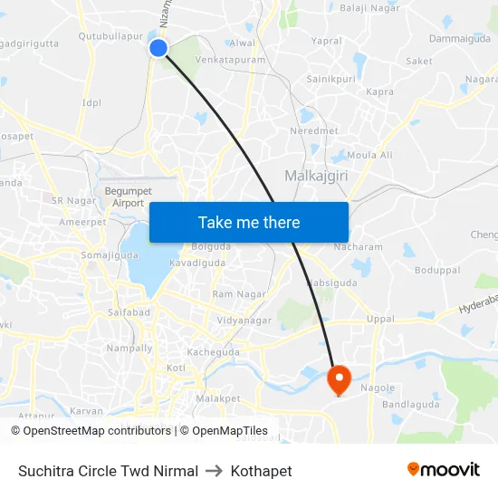 Suchitra Circle Twd Nirmal to Kothapet map