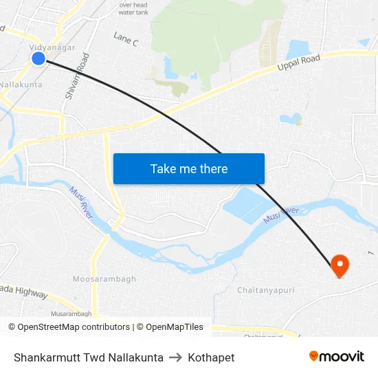 Shankarmutt Twd Nallakunta to Kothapet map
