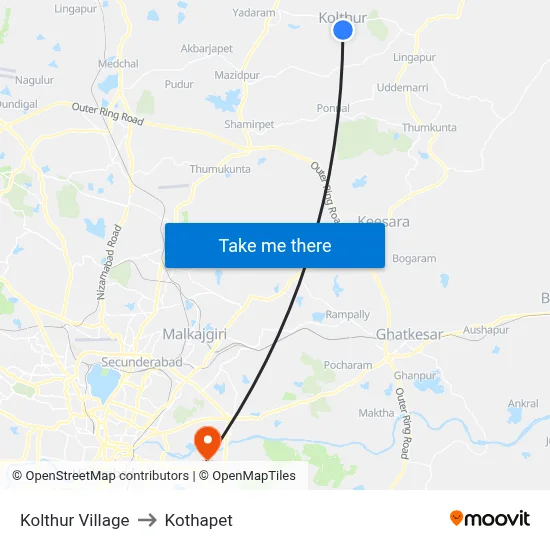 Kolthur Village to Kothapet map