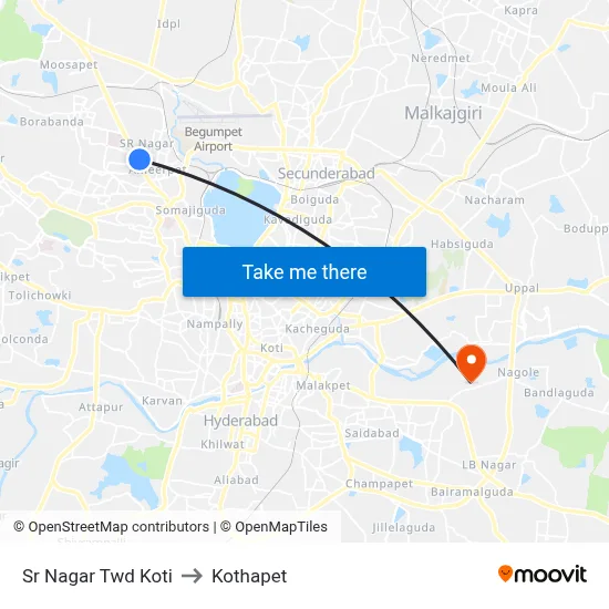 Sr Nagar Twd Koti to Kothapet map