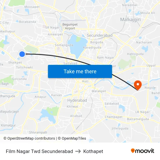 Film Nagar Twd Secunderabad to Kothapet map