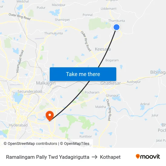 Ramalingam Pally Twd Yadagirigutta to Kothapet map