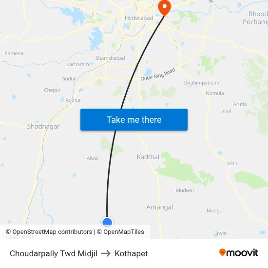 Choudarpally Twd Midjil to Kothapet map
