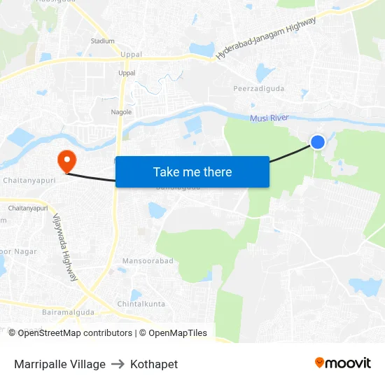 Marripalle Village to Kothapet map