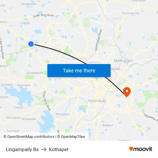 Lingampally Bs to Kothapet map