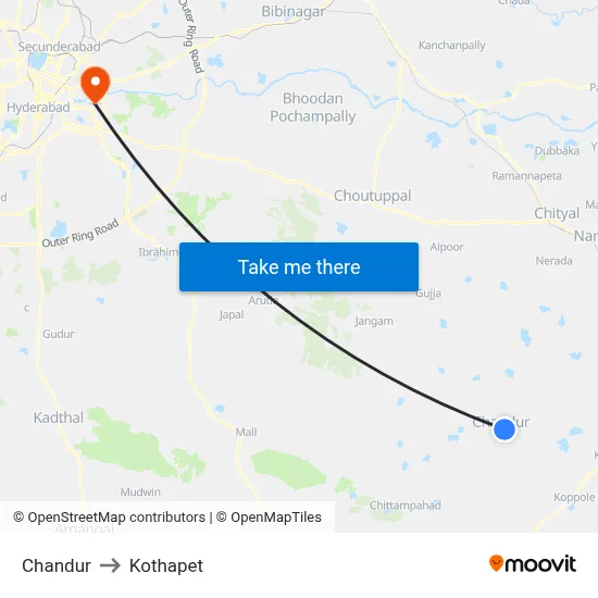 Chandur to Kothapet map