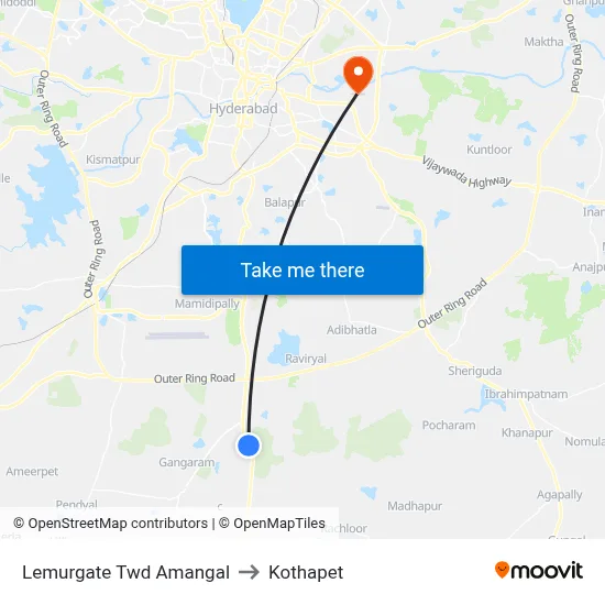 Lemurgate Twd Amangal to Kothapet map