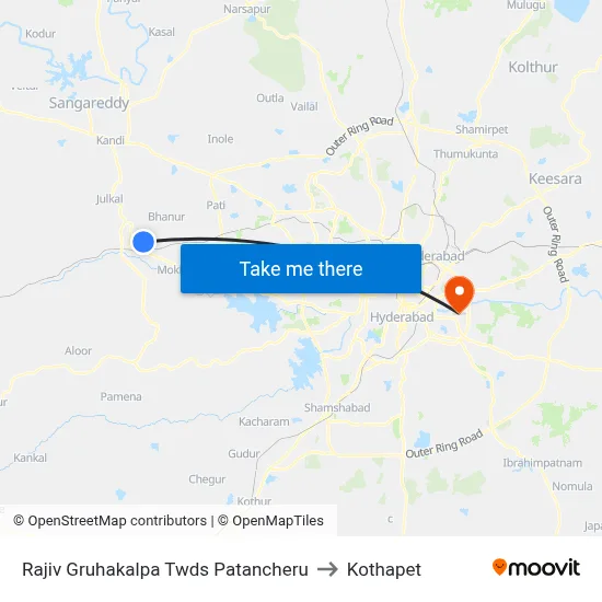 Rajiv Gruhakalpa Twds Patancheru to Kothapet map