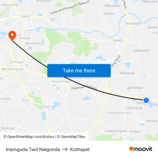Inamguda Twd Nalgonda to Kothapet map