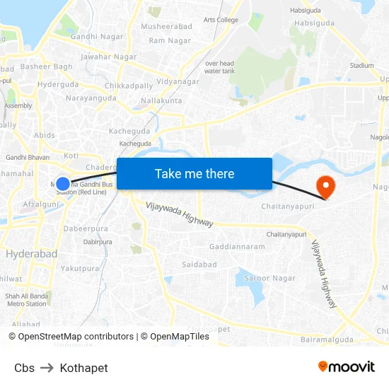 Cbs to Kothapet map