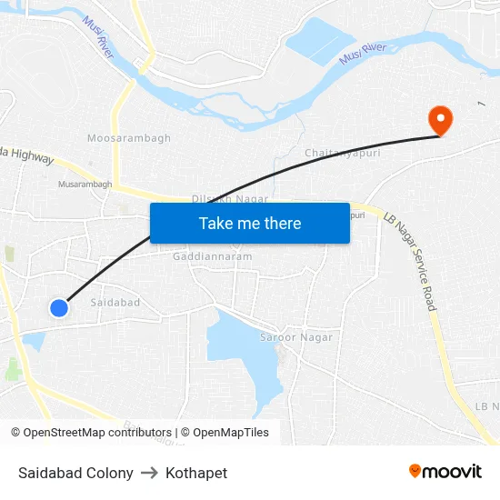Saidabad Colony to Kothapet map