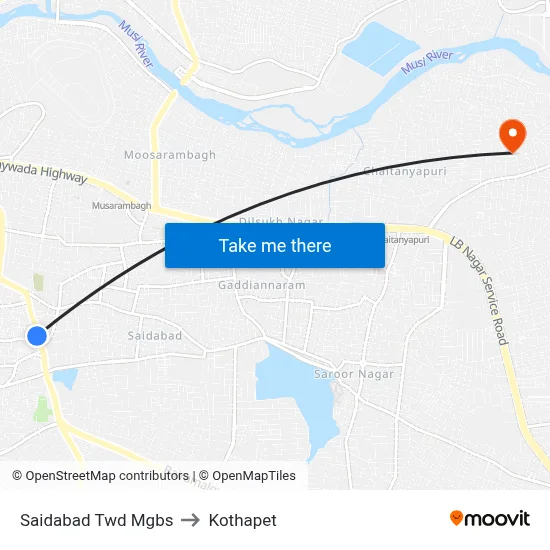 Saidabad Twd Mgbs to Kothapet map