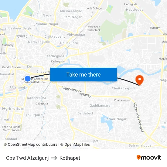 Cbs Twd Afzalgunj to Kothapet map