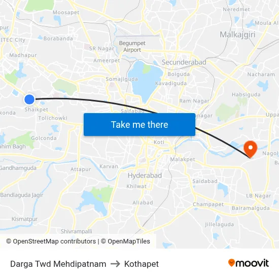 Darga Twd Mehdipatnam to Kothapet map