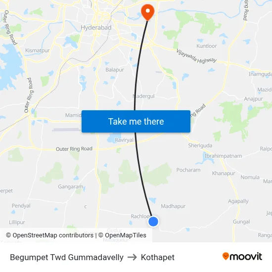 Begumpet Twd Gummadavelly to Kothapet map
