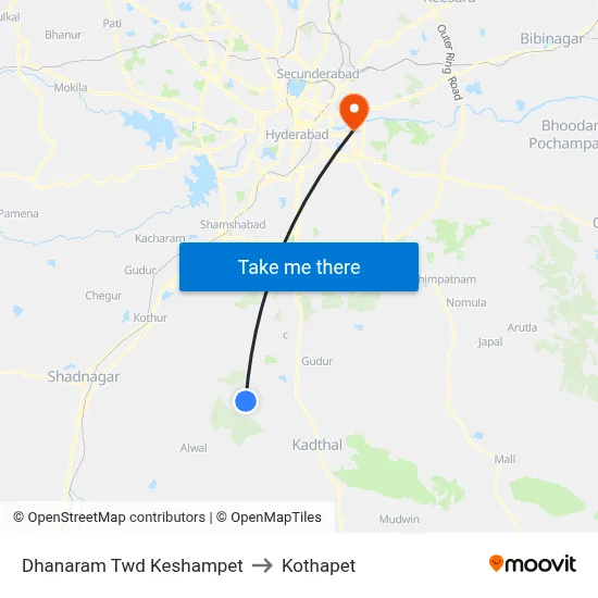 Dhanaram Twd Keshampet to Kothapet map