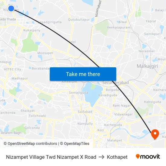 Nizampet Village Twd Nizampet X Road to Kothapet map