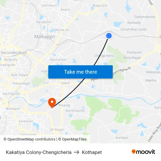 Kakatiya Colony-Chengicherla to Kothapet map