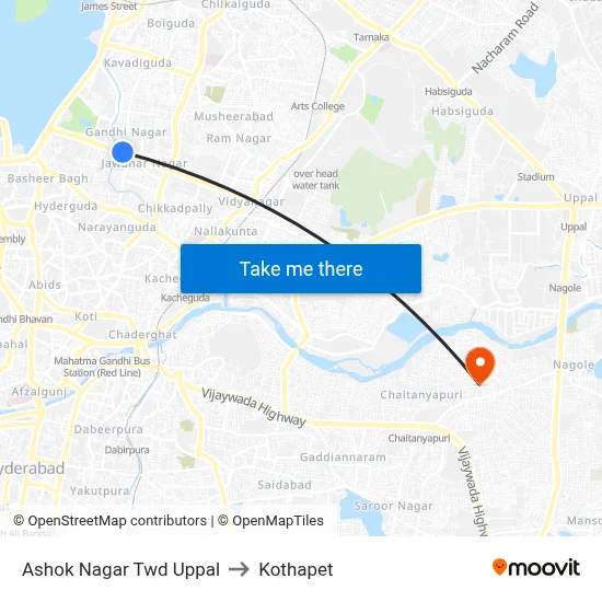 Ashok Nagar Twd Uppal to Kothapet map