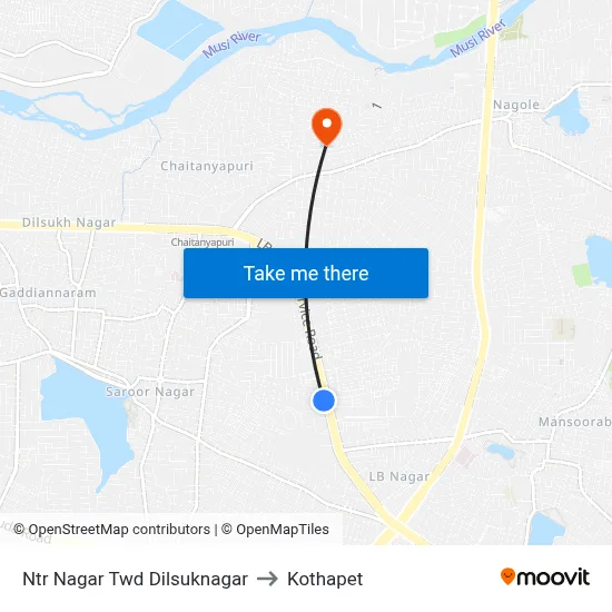 Ntr Nagar Twd Dilsuknagar to Kothapet map