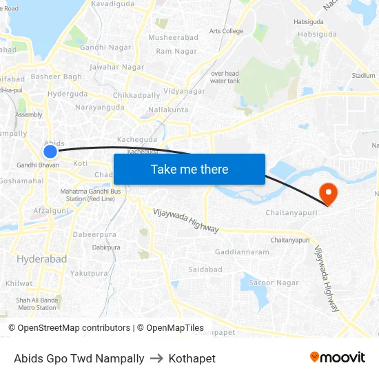Abids Gpo Twd Nampally to Kothapet map