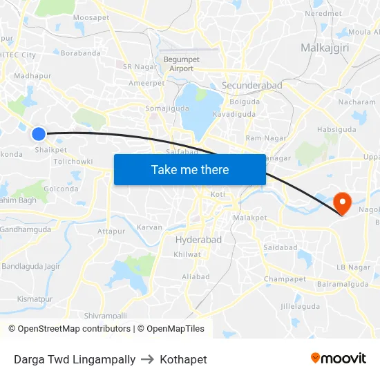Darga Twd Lingampally to Kothapet map